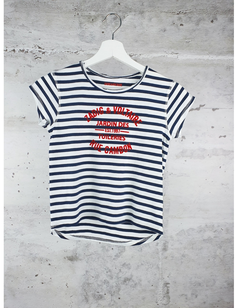 White stripe tee with print Zadig&Voltaire pre-owned