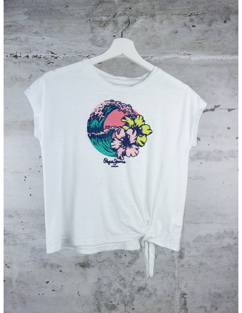 White tee with waves print Pepe Jeans - 1