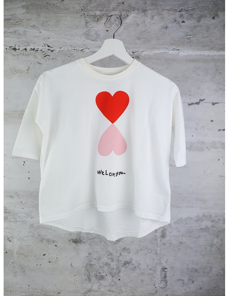 Biała koszulka w serca Beau Loves - 1