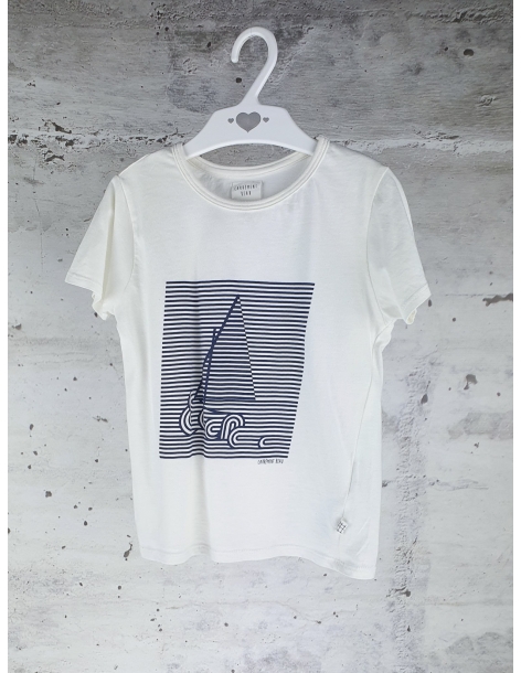 White tee with boat print Carrément Beau pre-owned