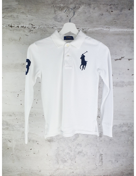 Biała koszulka polo na długi rękaw Ralph Lauren używane
