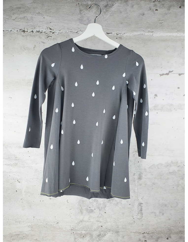 Grey long sleeve dress raindrop print Pola & Frank - 1