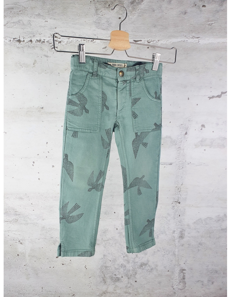 Spodnie w ptaki zielone Bobo Choses - 1