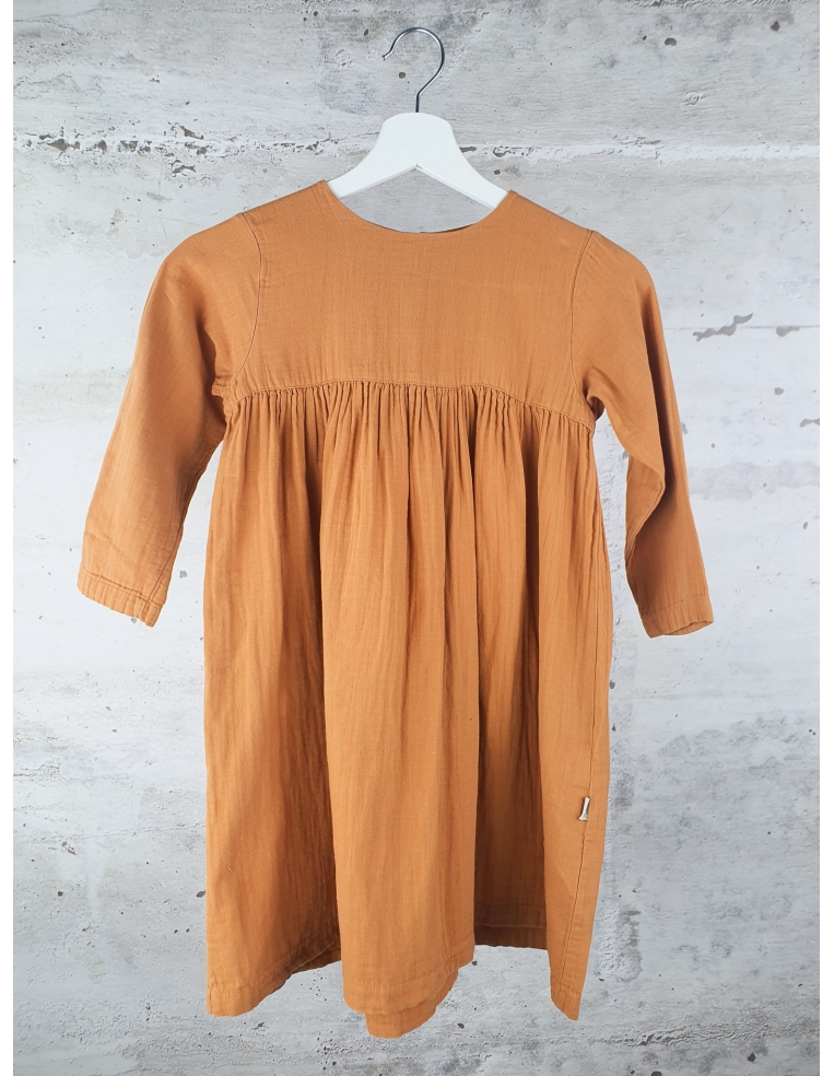 Brown long sleeve dress with buttons Poudre Organic - 1