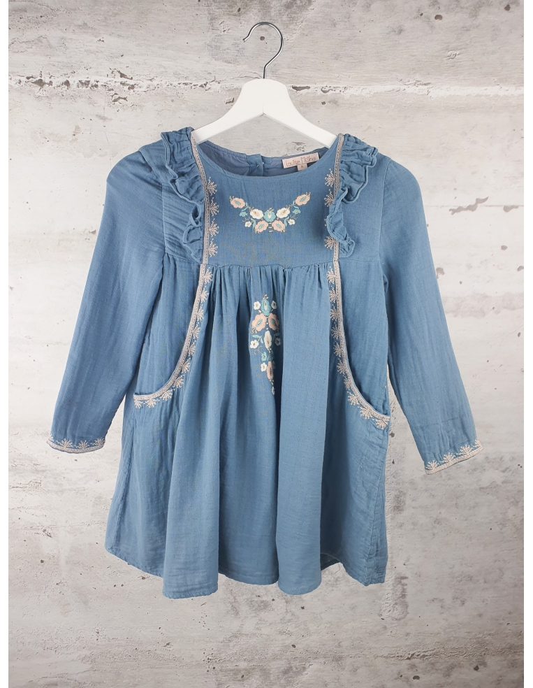 Blue Embroidered dress with frills Louise Misha - 1