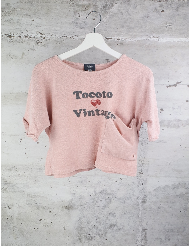 Różowa bluza na krótki rękaw Tocoto Tocoto Vintage - 1