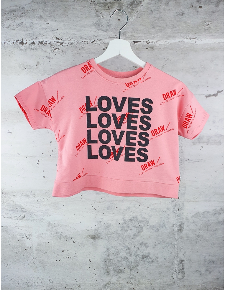 Pink short sleeve Loves tee Beau Loves - 1
