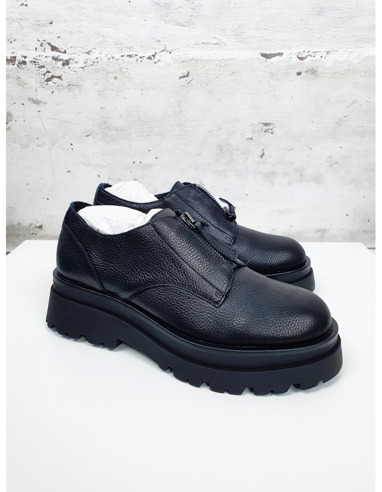 Black Front zip leather shoes
