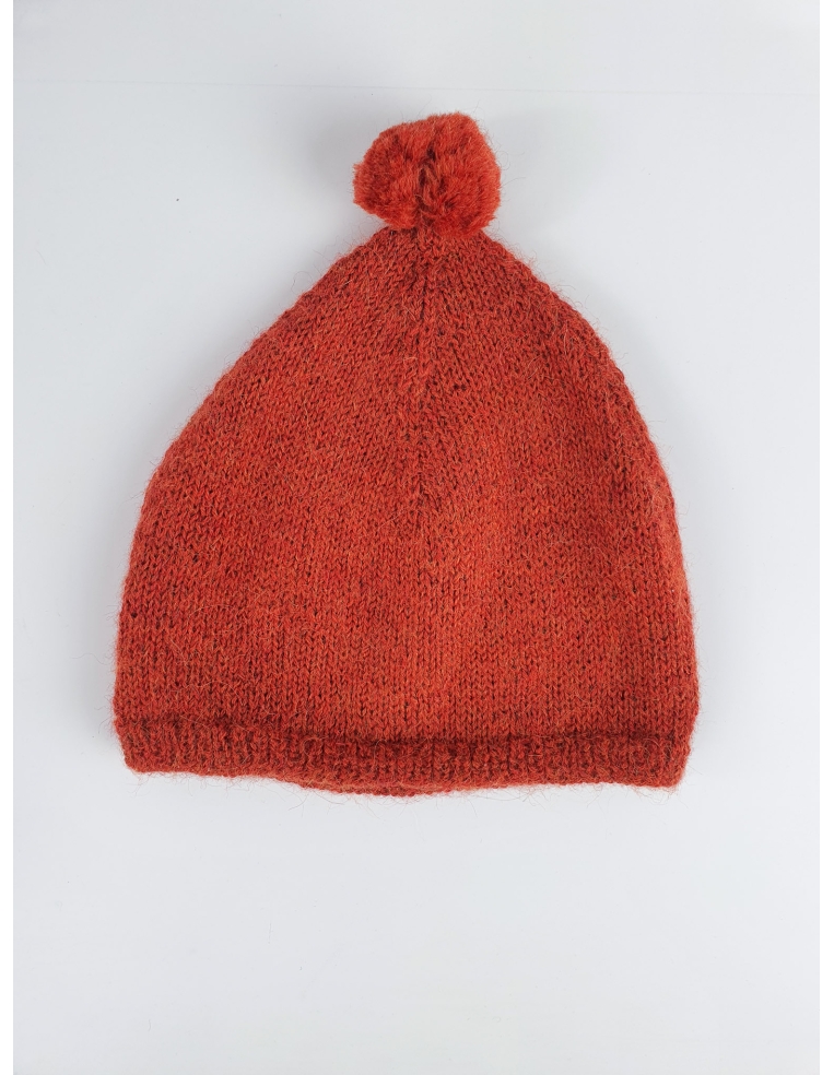 Red Pompom Caramel hat