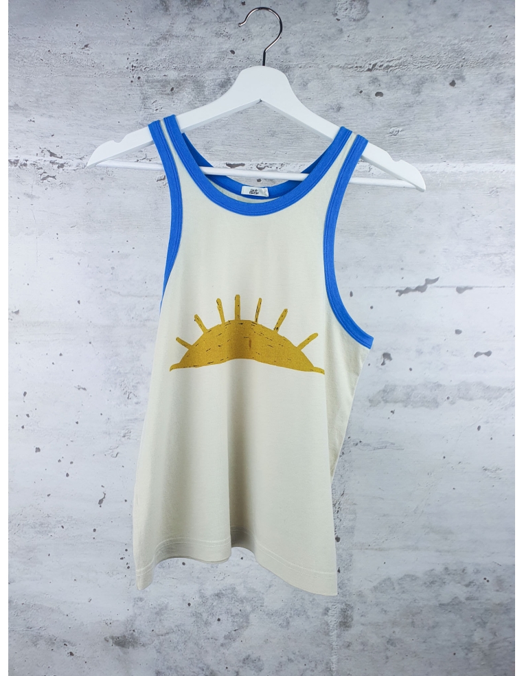 Children's strapless T-shirt with blue trim Bandy Button