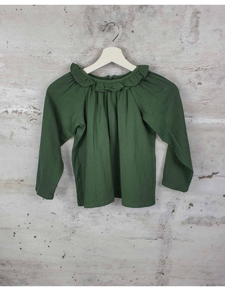 Green blouse with a frill Poudre Organic pre-owned