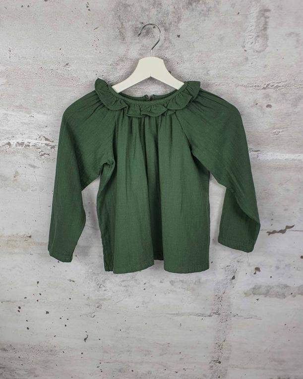 Zielona bluzka z falbanką Poudre Organic - 1