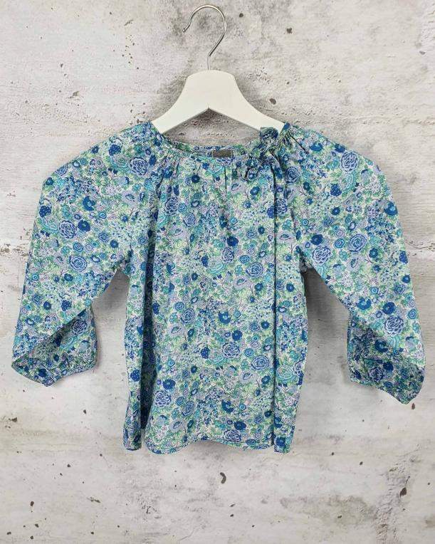 Blue blouse with flowers  - 1