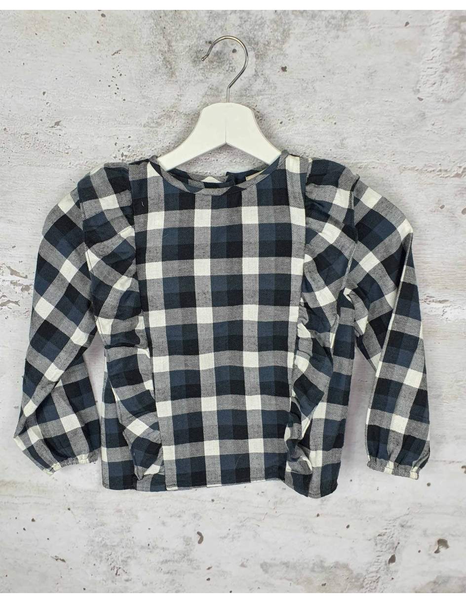 Dark blue checked blouse Louis Louise pre-owned