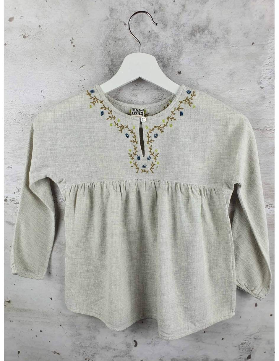 Grey embroidered blouse Bonton - 1