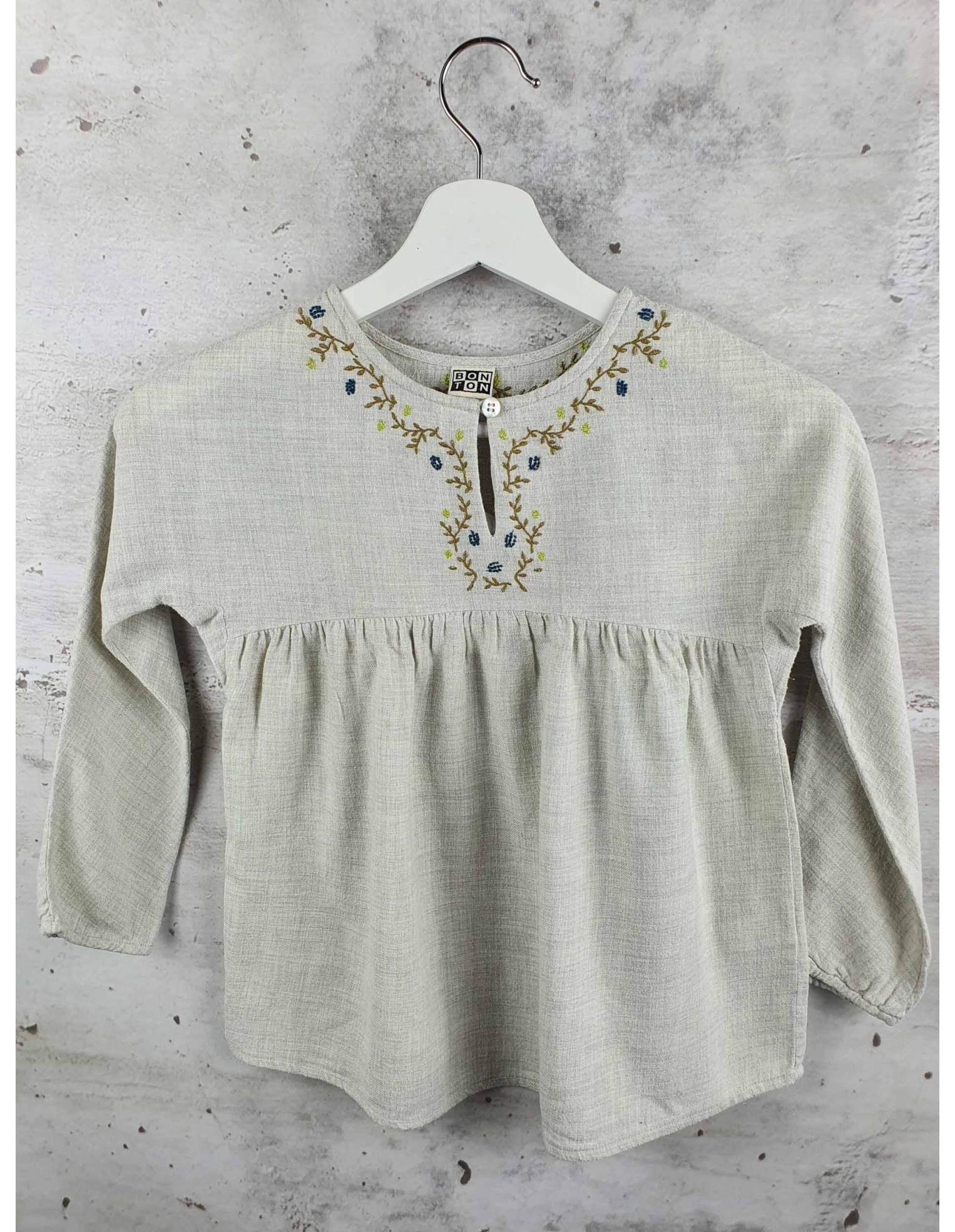 Grey embroidered blouse Bonton - 1