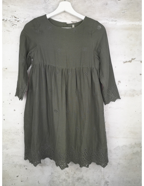Grey long-sleeved dress with embroidery Rylee and Cru - 1