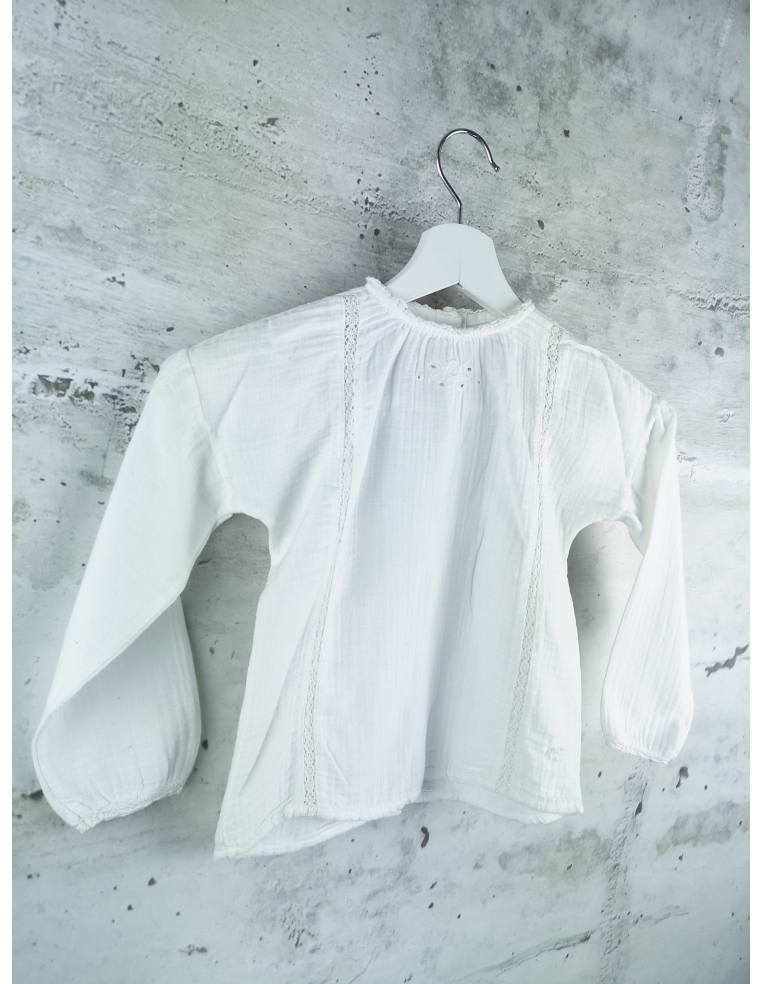 Biała bluzka z długim rękawem Tocoto Vintage - 1