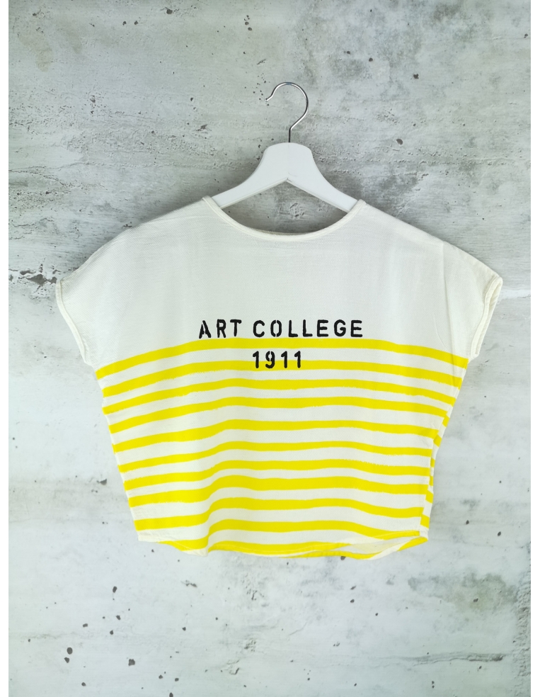White and yellow Striped tee Bobo Choses - 1