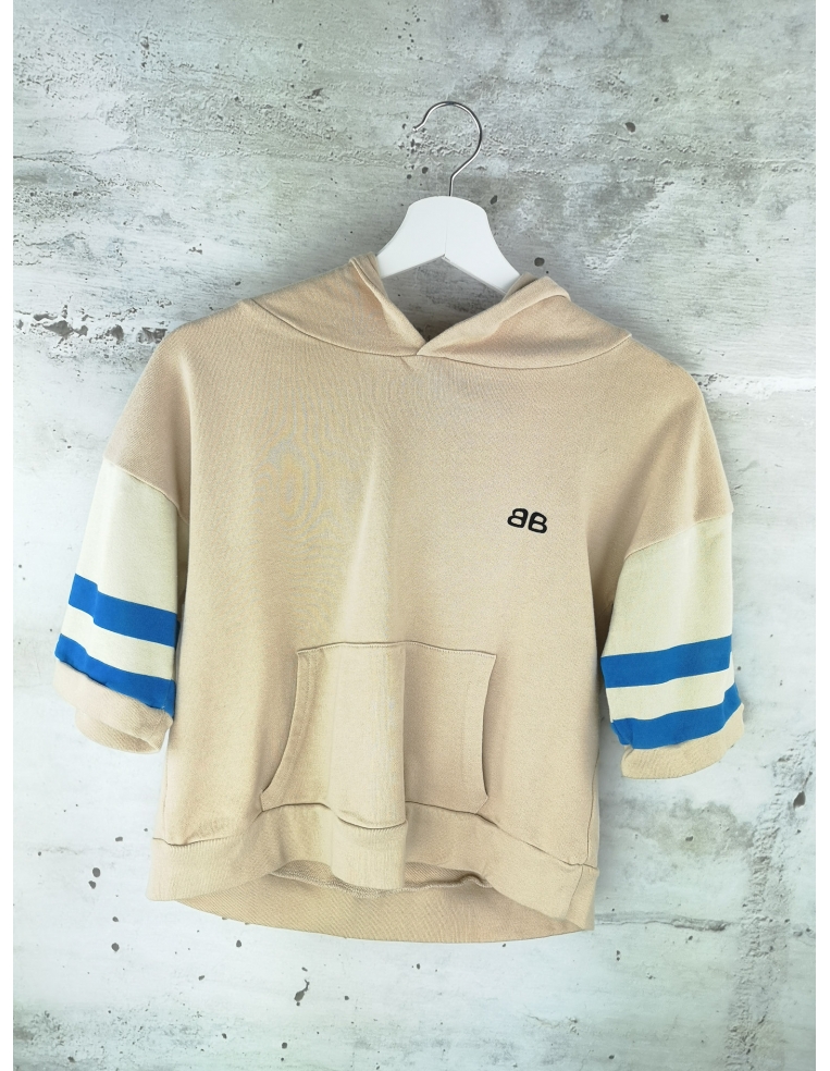 Beige hoodie with striped sleeve Bandy Button - 1