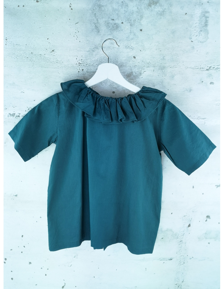 Green blouse with a frill Bonjour - 1