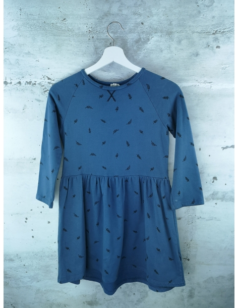 Niebieska sukienka z nadrukiem liści Piupiuchick - 1